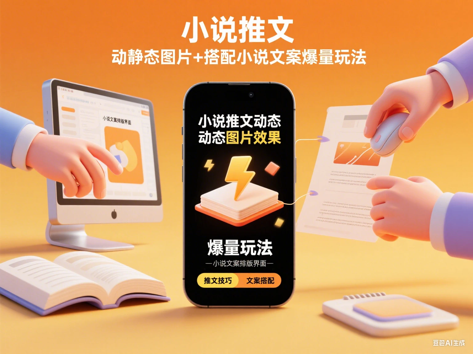 小说推文 动静态图片+搭配小说文案爆量玩法-知行客