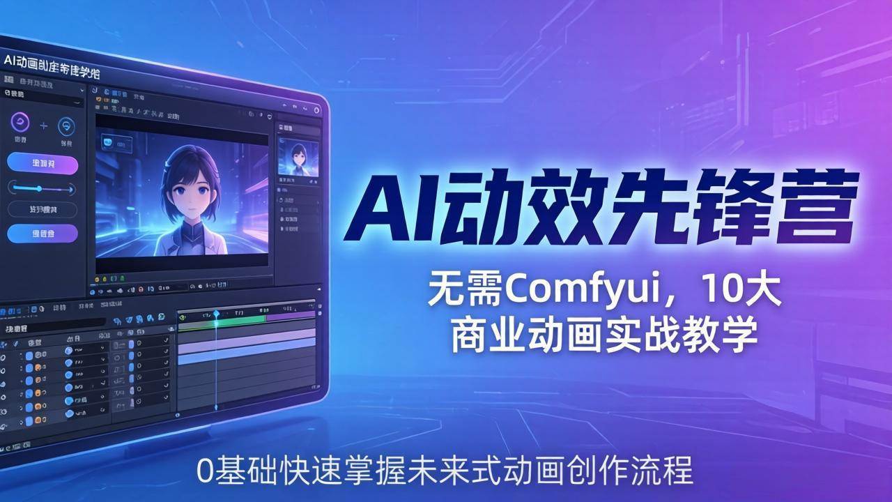 （18077期）AI 动效先锋营：无需Comfyui，10大商业动画实战教学，0基础快速掌握未来式动画创作流程-知行客
