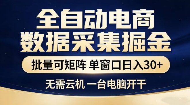 全自动电商数据集掘金，批量可矩阵，单窗口日入30+，无需云机，一台电脑开干【揭秘】-知行客