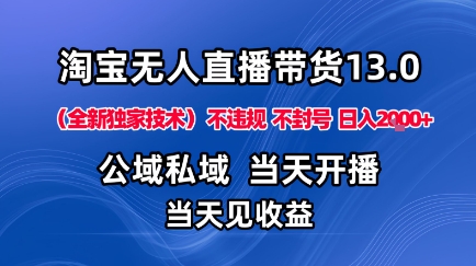 淘宝无人直播13.0，公域私域技术，不封号，不违规布局下半年旺季赛道，日入1K+（独家技术）【揭秘】-知行客