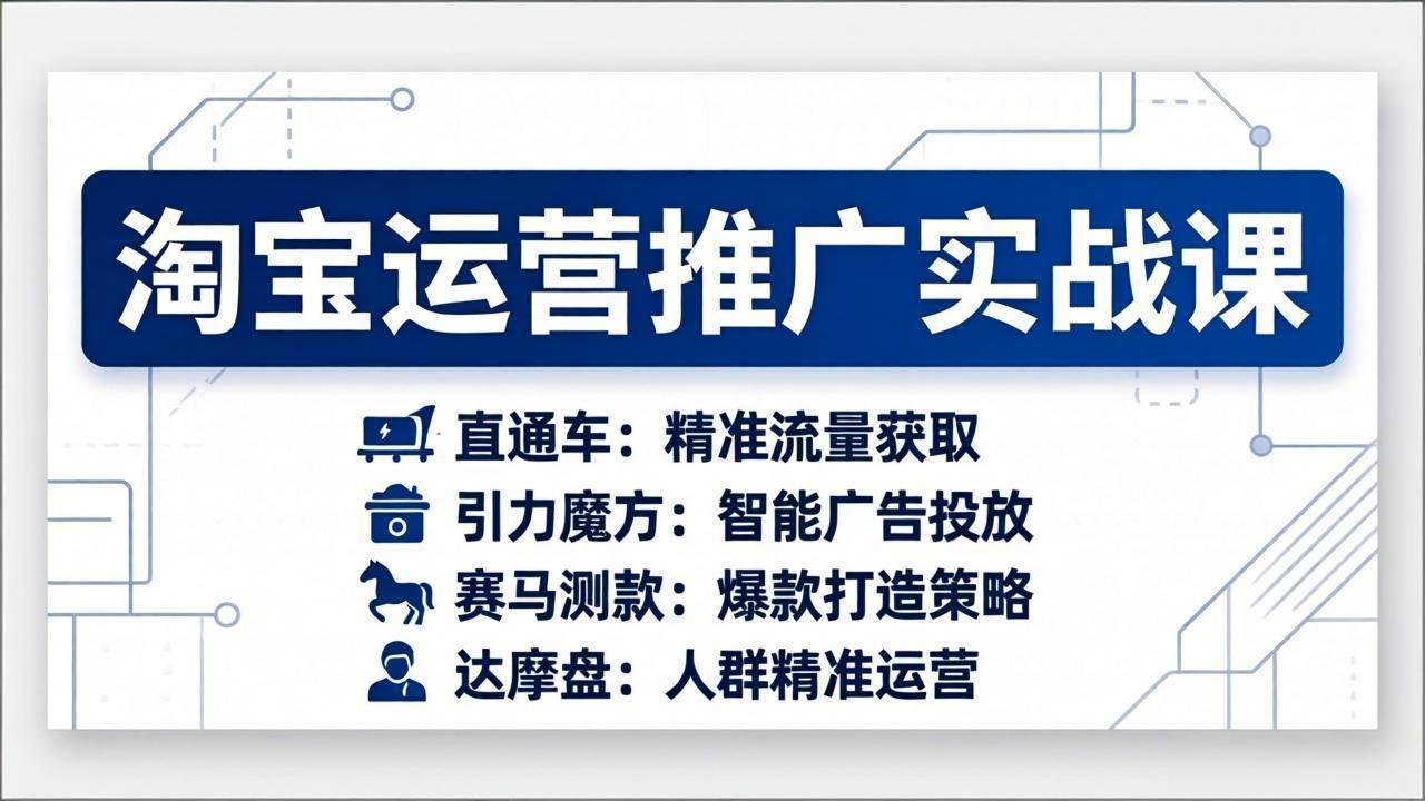 （17660期）淘宝运营推广实战课，直通车+引力魔方+赛马测款+达摩盘人群推广等（更新26年3月）-知行客