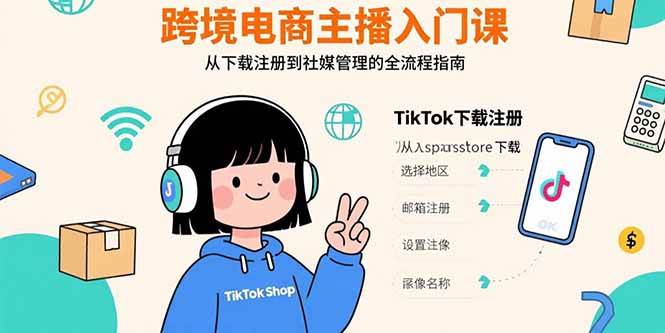 （15708期）跨境电商主播入门课，TikTok下载注册，支付工具配置，社媒账号管理全流程-知行客