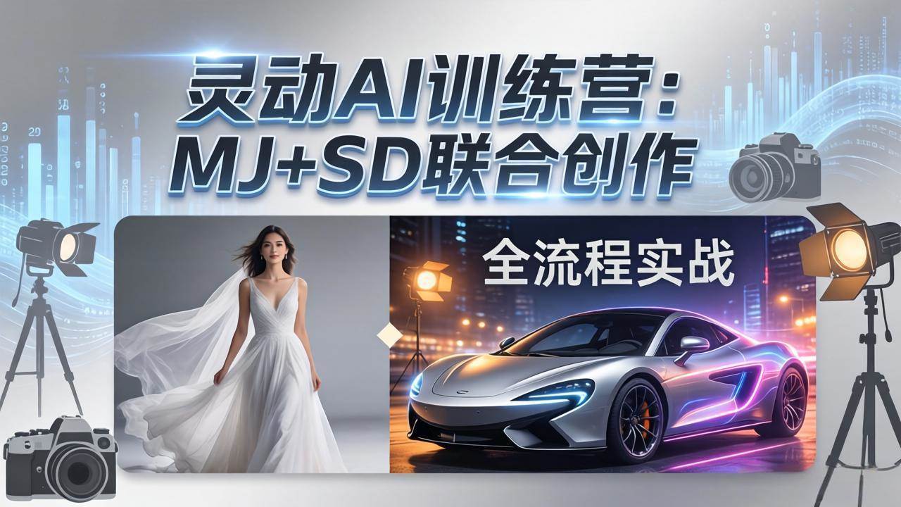 （17795期）灵动AI训练营-3.0课程：MJ+SD联合创作，从婚纱大片到汽车广告，摄影后期全流程实战-知行客