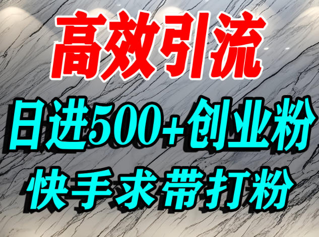 怎么打创业粉？快手求带视角精准引流创业粉，宝妈、学生群体日进500+精准流量-知行客