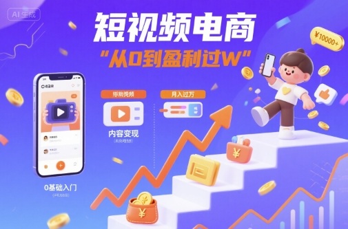 短视频电商：短视频变现从0到盈利过W-知行客