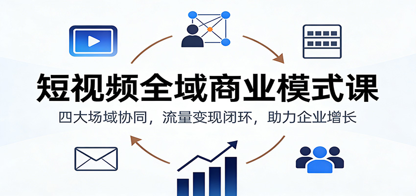 短视频全域商业模式课：四大场域协同，流量变现闭环，助力企业增长-知行客