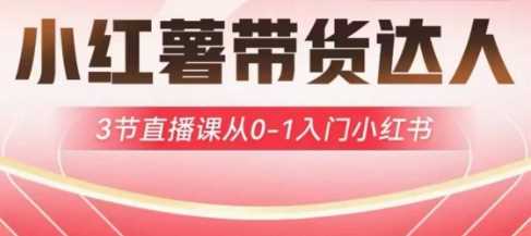小红薯达人带货启航计划，3节直播课从0-1入门小红书-知行客