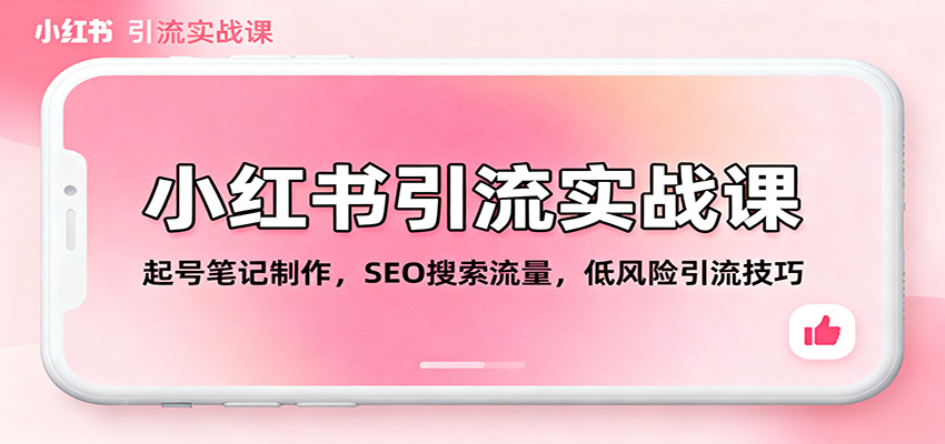 小红书引流实战课：起号笔记制作，SEO搜索流量，低风险引流技巧-知行客