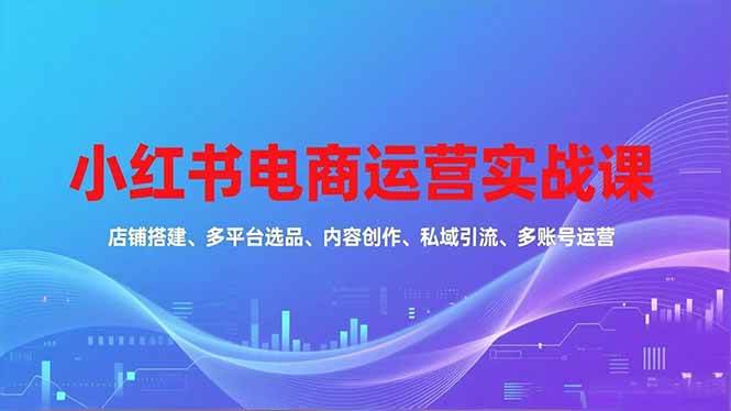 （16695期）小红书电商运营实战课，店铺搭建、多平台选品、内容创作、私域引流、多账号运营等玩法-知行客
