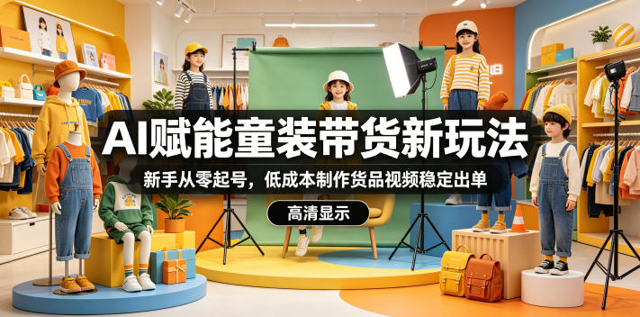 AI赋能童装带货新玩法，新手从零起号，低成本制作货品视频稳定出单-知行客