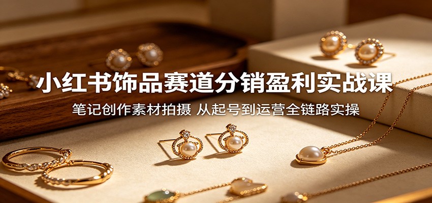 小红书饰品赛道分销盈利实战课：笔记创作素材拍摄，从起号到运营全链路实操-知行客