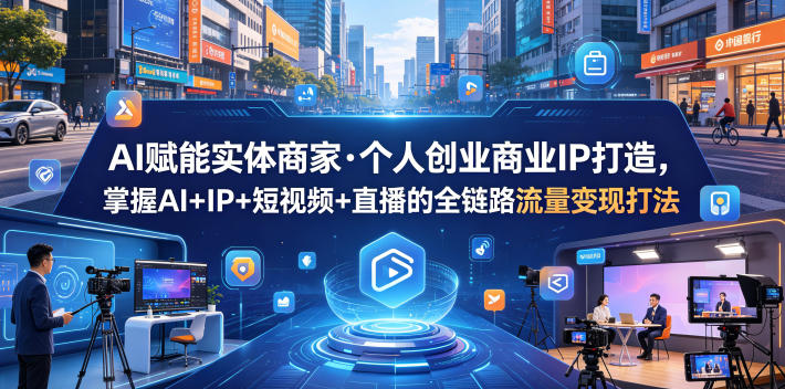 AI赋能实体商家·个人创业商业IP打造，掌握AI+IP+短视频+直播的全链路流量变现打法-知行客