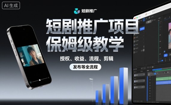 短剧推广项目保姆级教学，授权、收益、流程、剪辑，发布等全流程-知行客