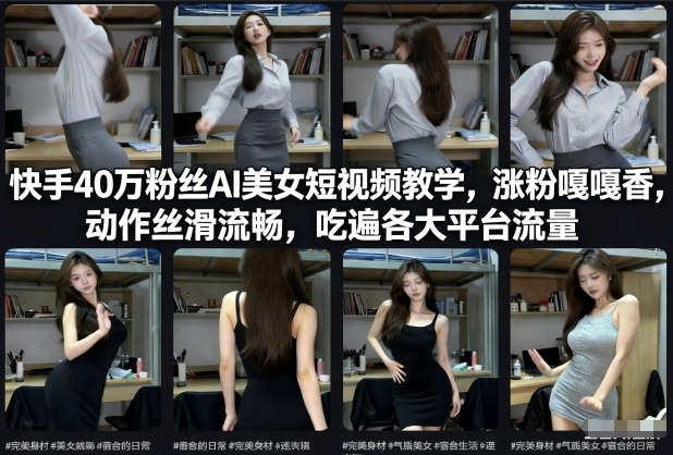 快手40万粉丝博主AI美女短视频教学，涨粉嘎嘎香，动作丝滑流畅，吃遍各大平台流量 | 资源下载 - 知行客-知行客
