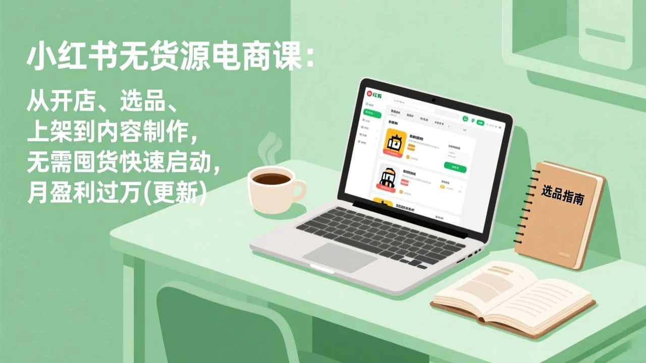 【精】小红书无货源电商课：从开店、选品、上架到内容制作，无需囤货快速启动，月盈利过万(更新)-知行客