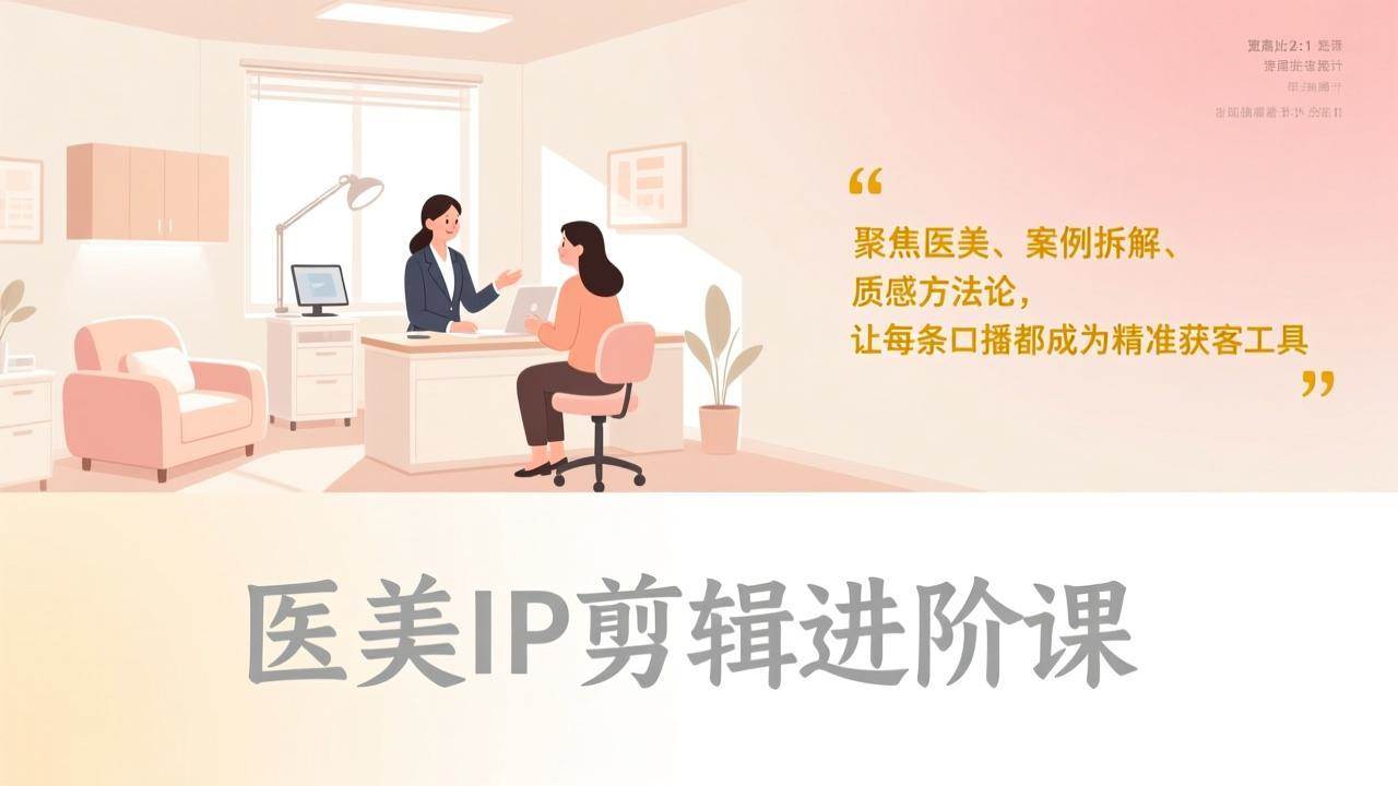 （17303期）医美IP剪辑进阶课，聚焦医美、案例拆解、质感方法论，让每条口播都成为精准获客工具-知行客