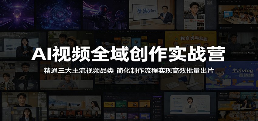 AI视频全域创作实战营：精通三大主流视频品类，简化制作流程实现高效批量出片-知行客