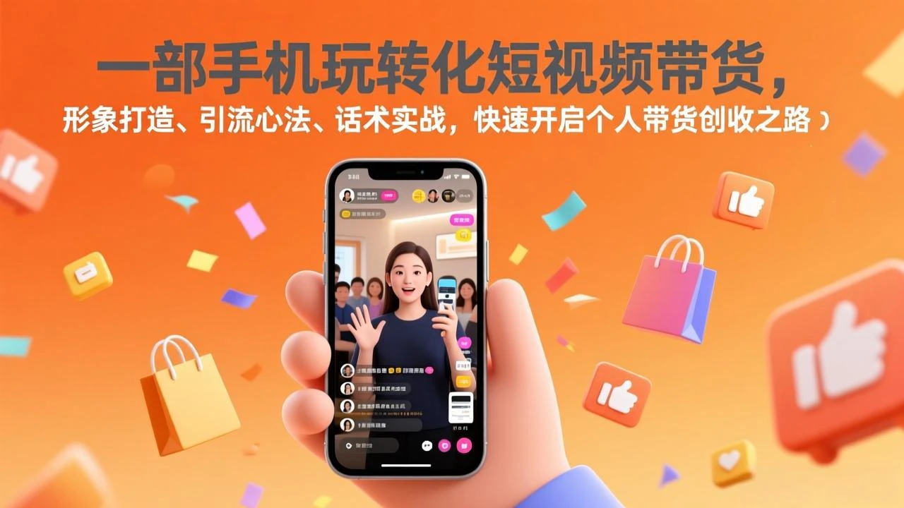 【精】一部手机玩转化短视频带货，形象打造、引流心法、话术实战，快速开启个人带货创收之路-知行客