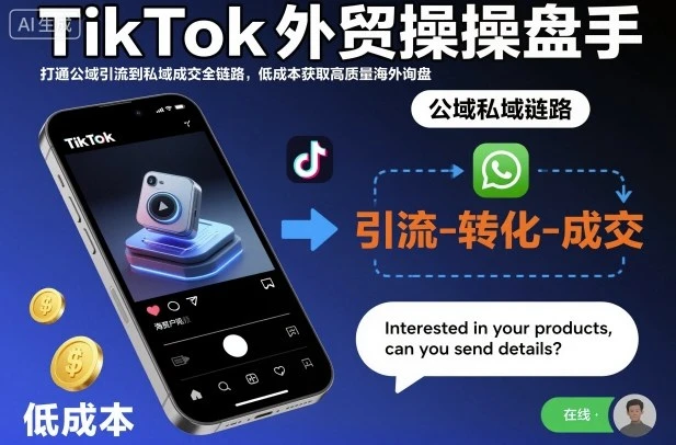 TikTok外贸操盘手，打通公域引流到私域成交全链路，低成本获取高质量海外询盘-知行客