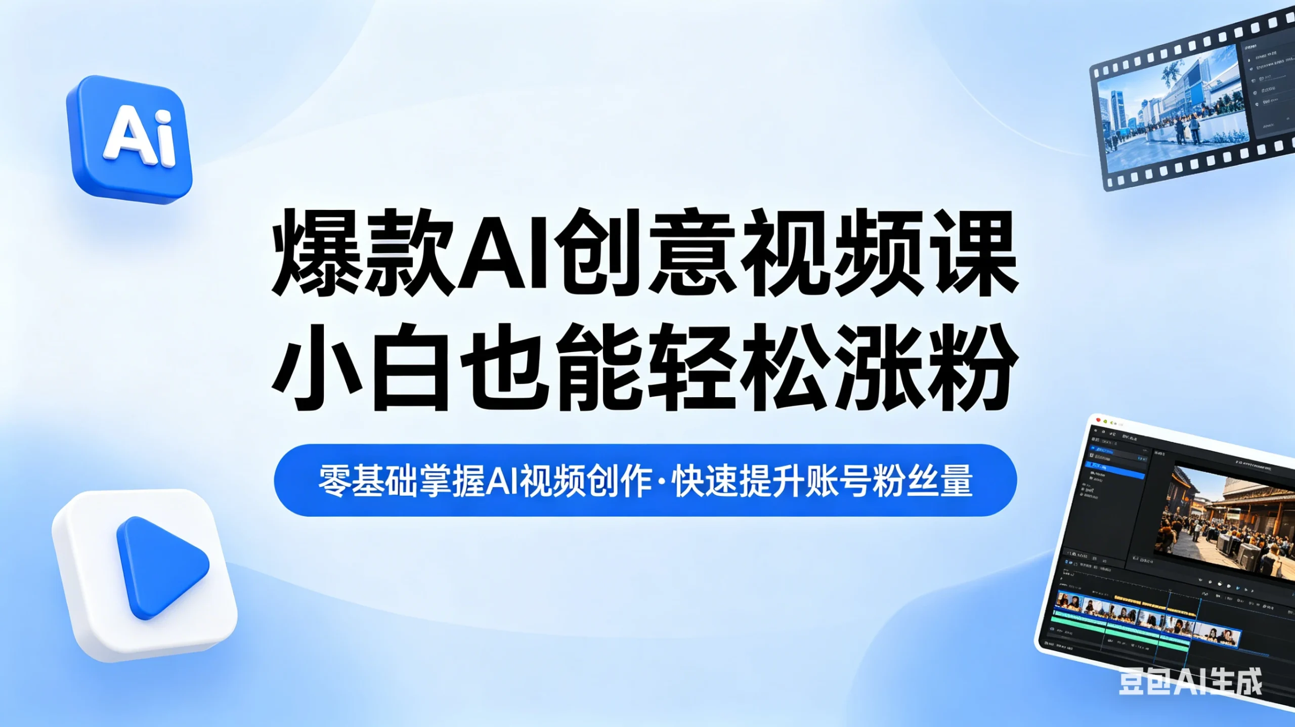 【精】爆款AI创意视频课，零基础掌握AI视频创作，快速提升账号粉丝量-知行客