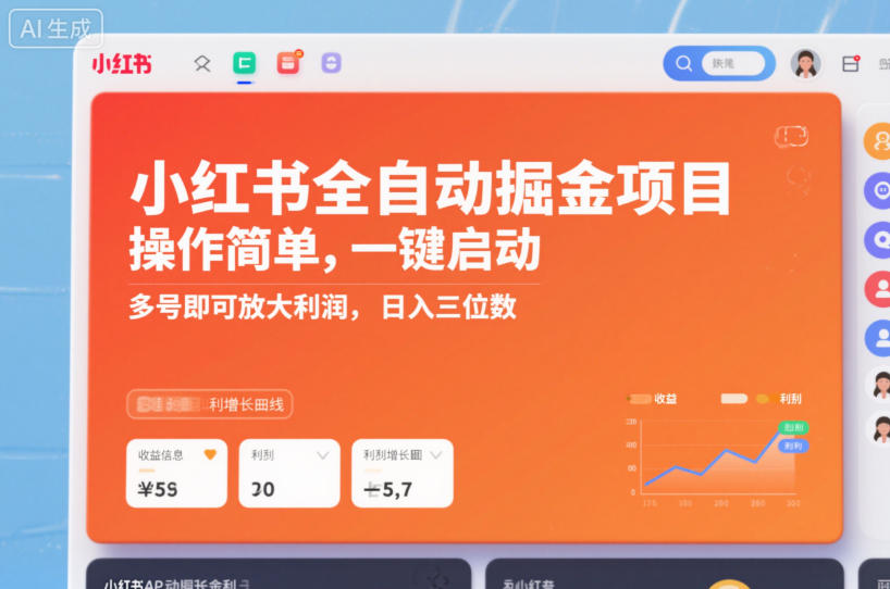 小红书全自动掘金项目，操作简单，一键启动，多号即可放大利润，日入三位数【揭秘】 | 资源下载 - 知行客-知行客