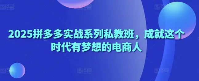 2025拼多多实战系列私教班，成就这个时代有梦想的电商人-知行客