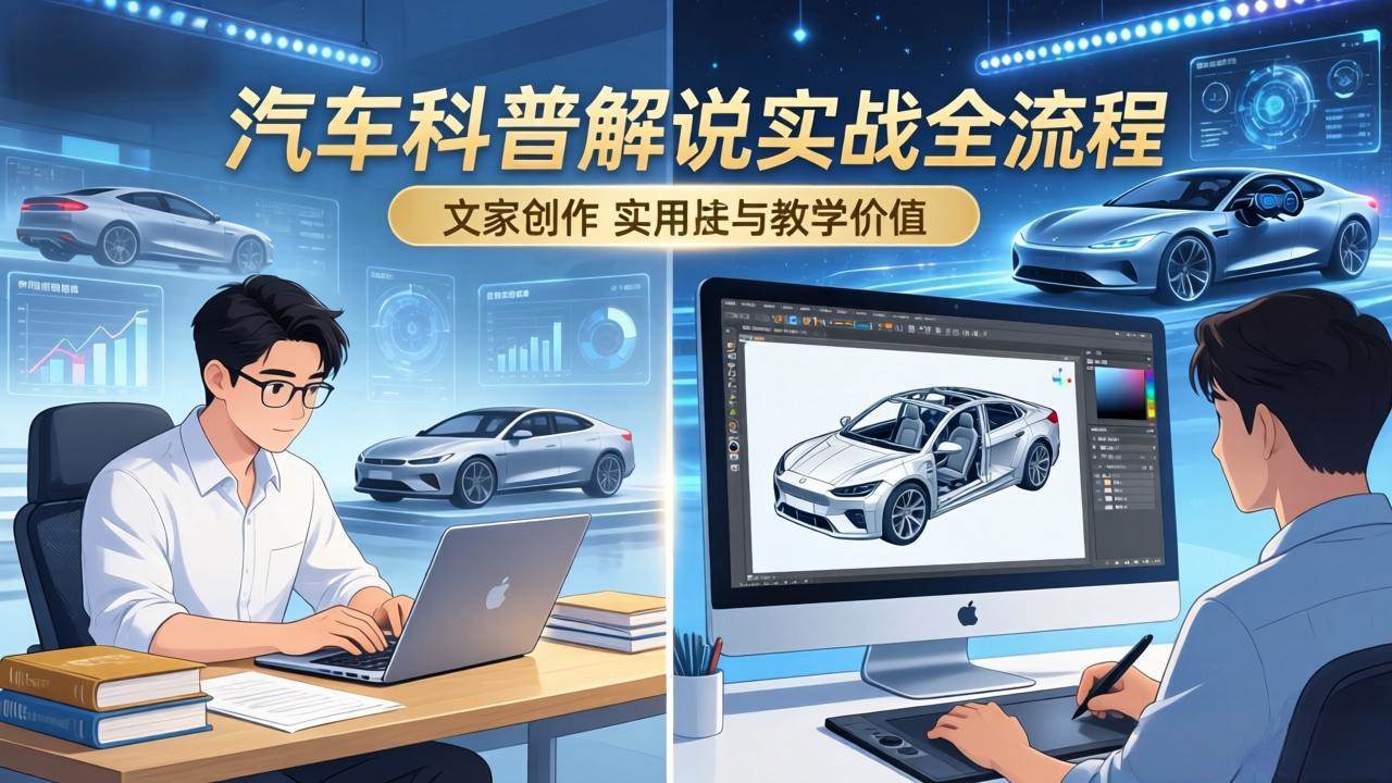 （17665期）抖音汽车科普解说实战：文案+动画+画面处理+去水印全流程，打造专业汽车科普视频-知行客