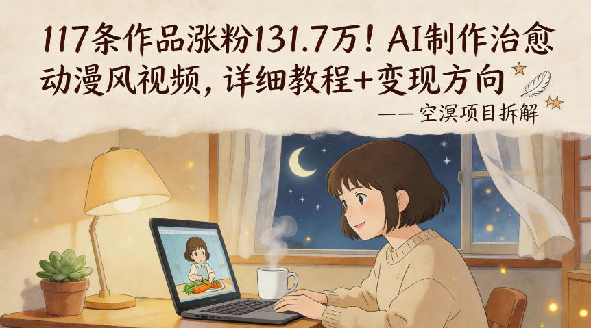 117条作品涨粉131.7W!AI制作治愈动漫风视频,详细教程+变现方向-知行客