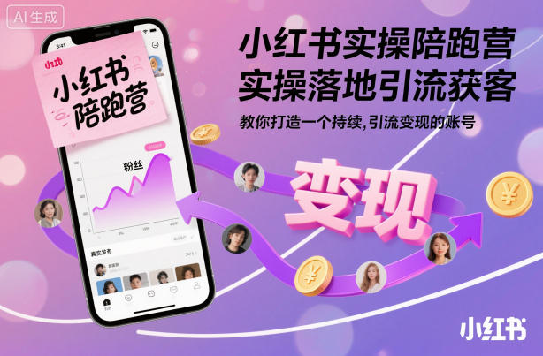 小红书实操陪跑营，实操落地引流获客，教你打造一个持续引流变现的账号-知行客