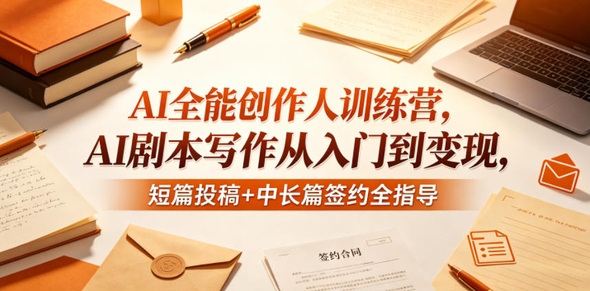 AI全能创作人训练营，AI剧本写作从入门到变现，短篇投稿+中长篇签约全指导-知行客