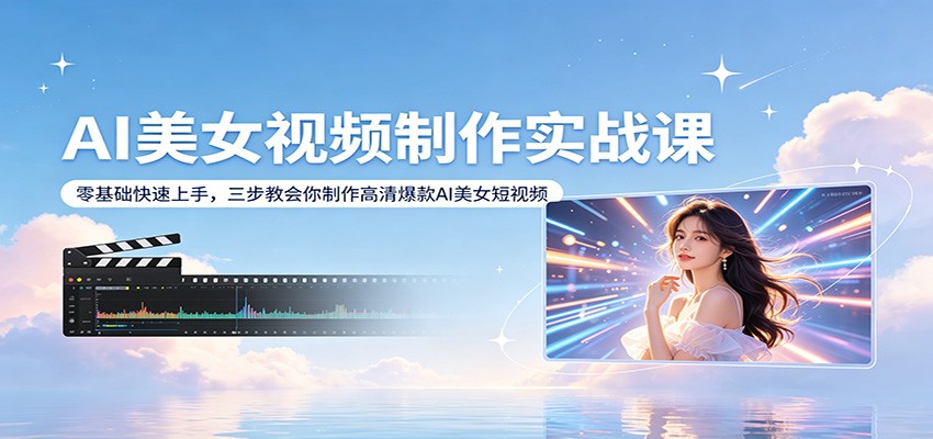 AI美女视频制作实战课：零基础快速上手，三步教会你制作高清爆款AI美女短视频-知行客