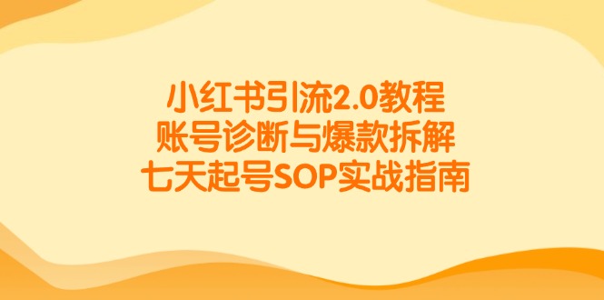 小红书引流2.0教程，账号诊断与爆款拆解，七天起号SOP实战指南 | 资源下载 - 知行客-知行客