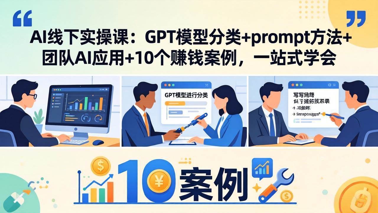 （18017期）AI线下实操课：GPT模型分类+prompt方法+团队AI应用+10个赚钱案例，一站式学会-知行客