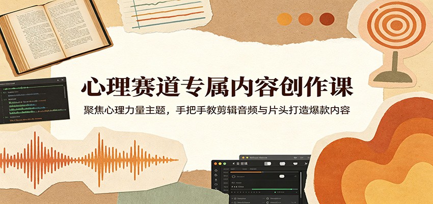 心理赛道专属内容创作课：聚焦心理力量主题，手把手教剪辑音频与片头打造爆款内容-知行客