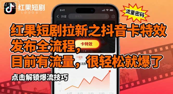 红果短剧拉新之抖音卡特效发布全流程，目前有流量，很轻松就爆了-知行客